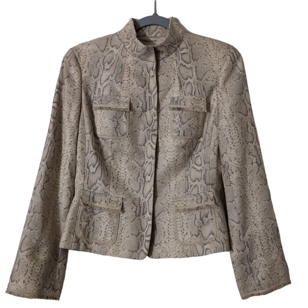 Women's Elie Tahari snakeskin print jacket, tan/multi, size MP